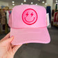 Hot Pink Lightening Face Trucker Hat - PINK