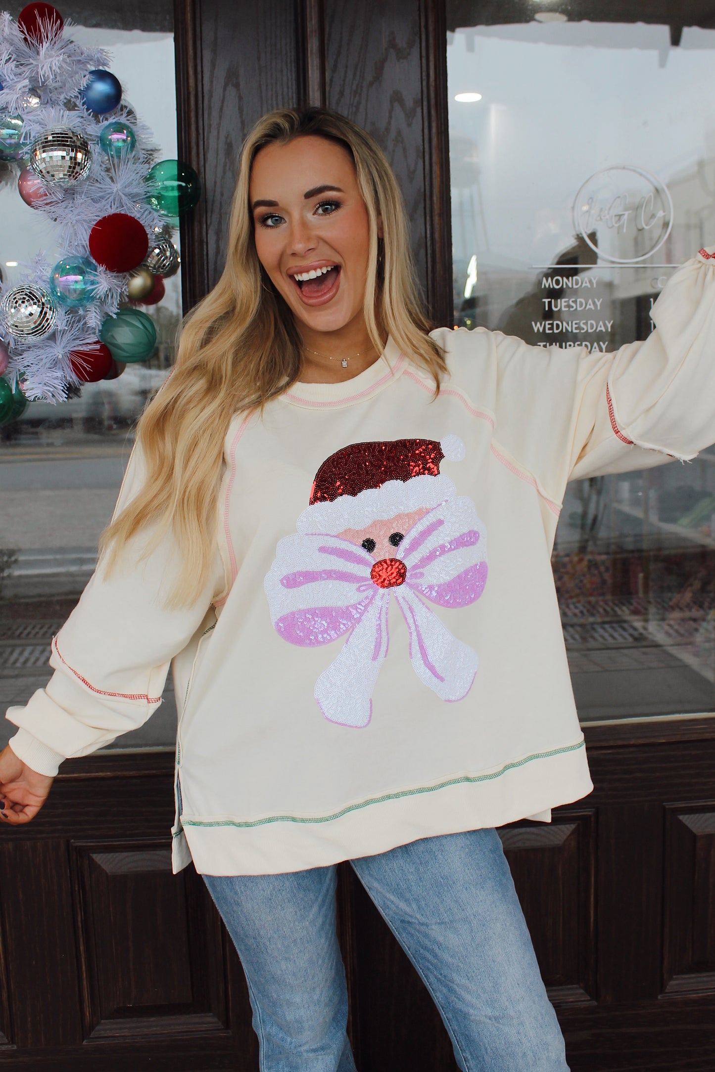 Sequin Santa Pullover