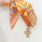 Hart Designs | Orange Scarf Necklace with Cross