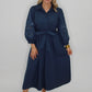 Poised Romance Midi Dress in Midnight