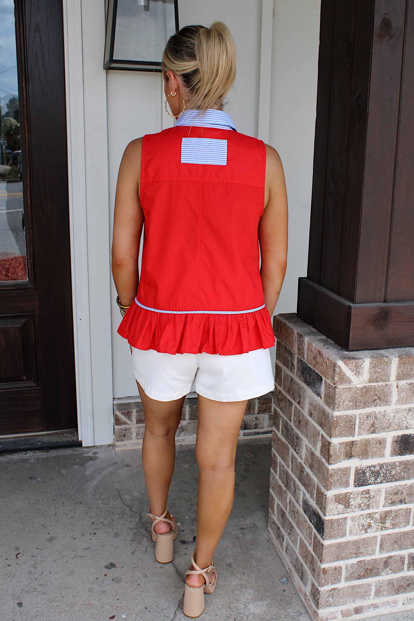 The Shoreline Stripe Top - Red