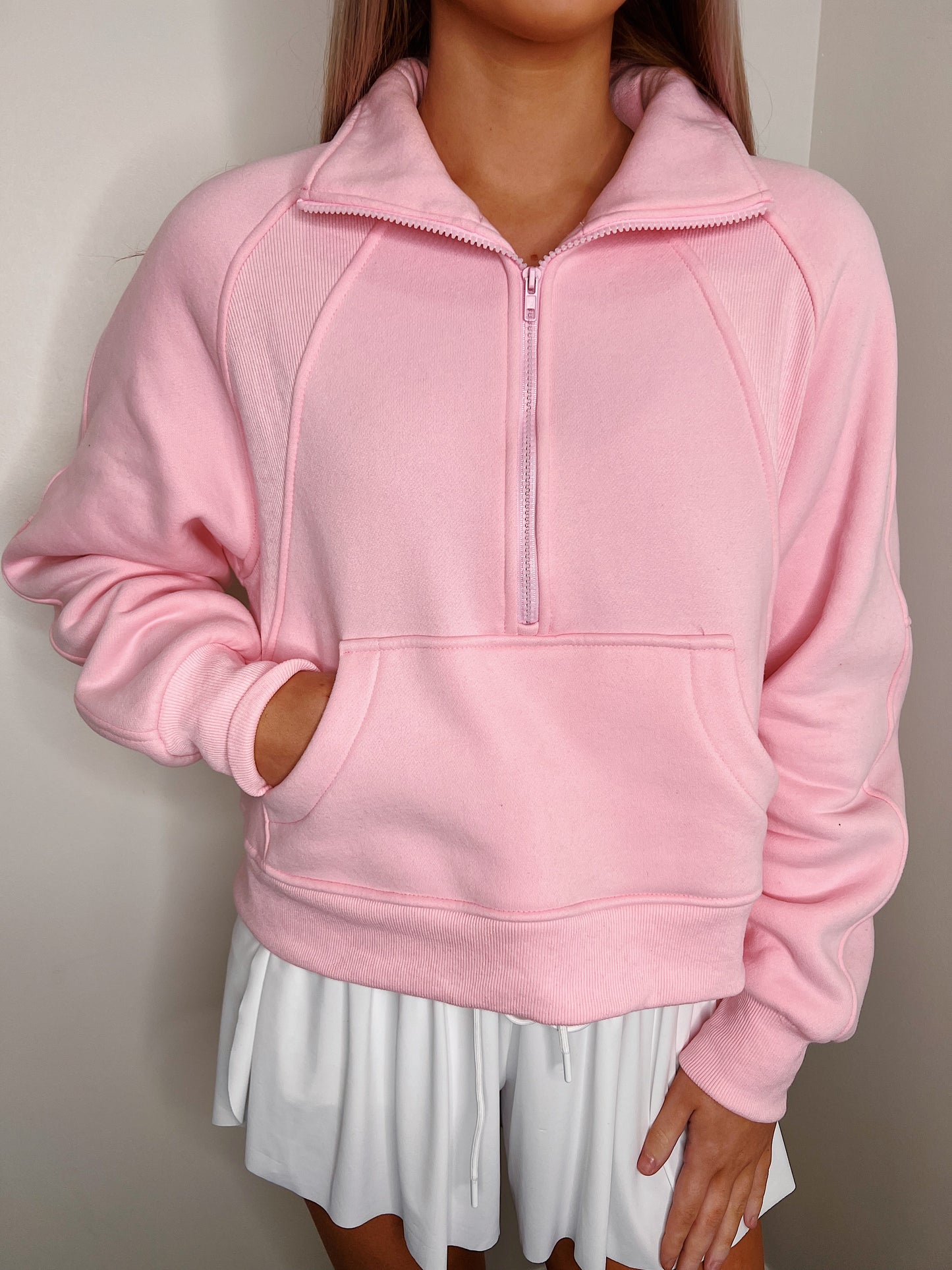 Fan Fav Half Zip Pullover in Pink