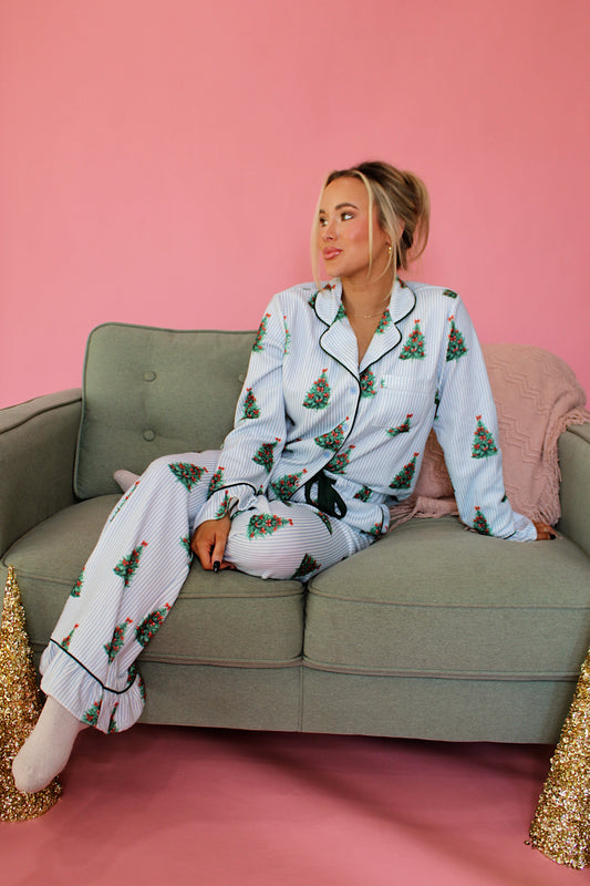 Christmas Tree Pinstriped Pajamas