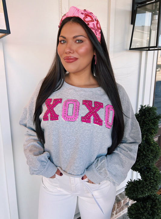 XOXO Graphic Crop Sweatshirt