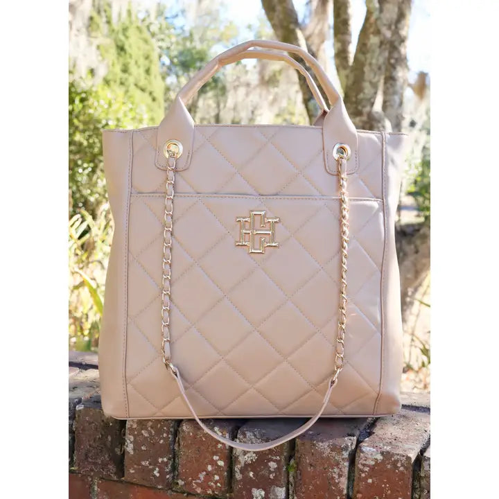 CAROLINE HILL | Tan Quilted Kinzley Tote