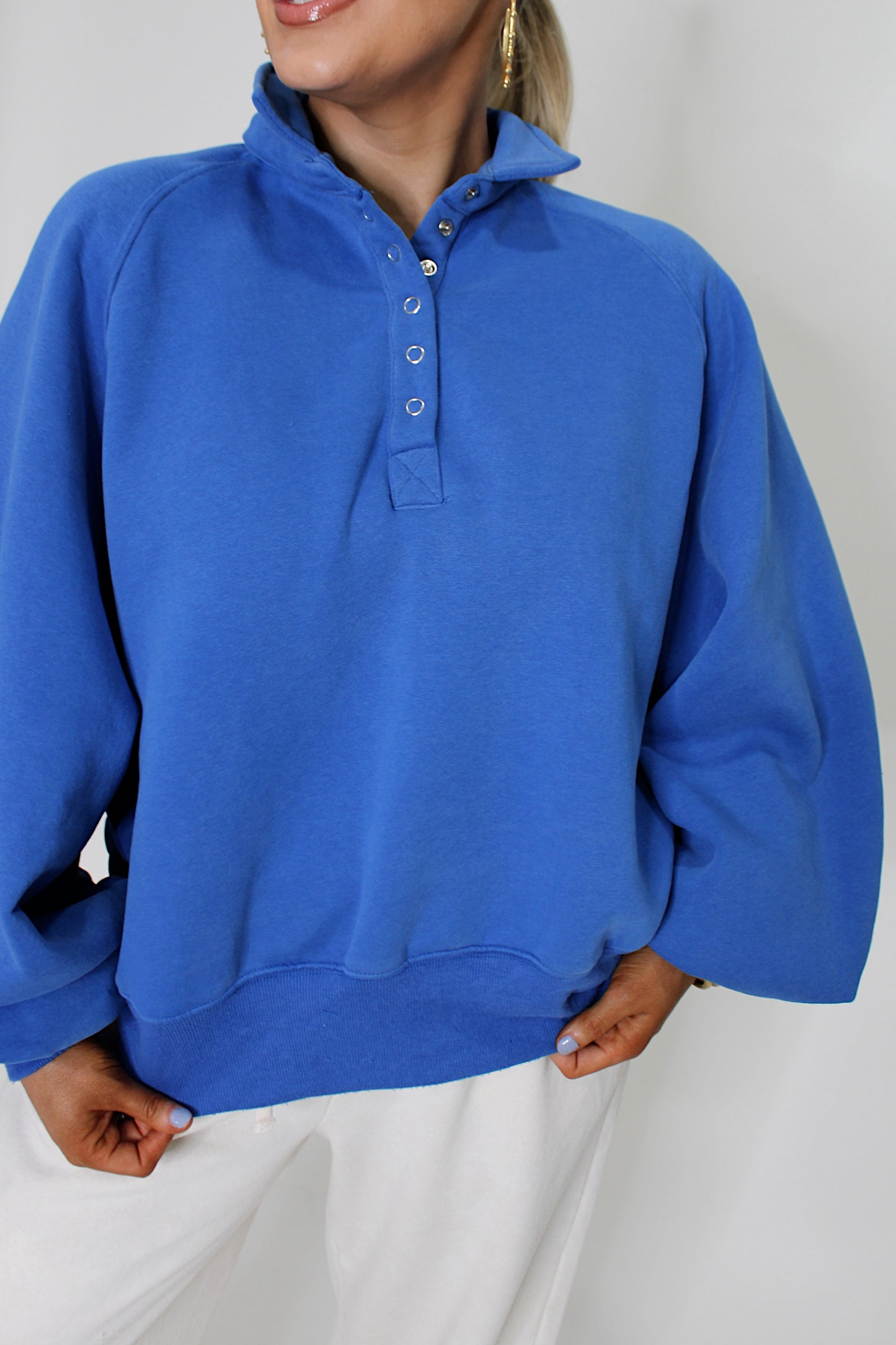 Piper Snap Button Sweater - Royal Blue