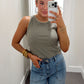 Simple Stitch Tank - Olive