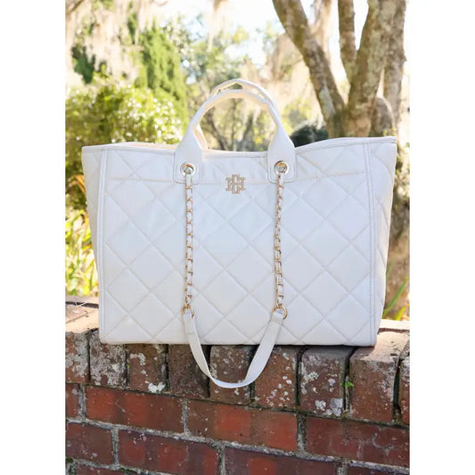 CAROLINE HILL | Cream Quilted Melissa Tote Bag