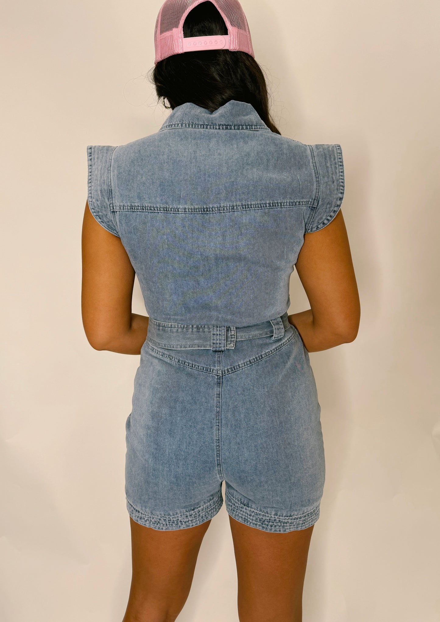 KARLIE | Denim Pocket Romper