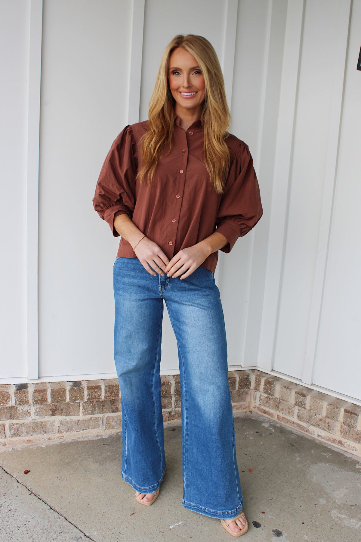 The Delicate Button Down Blouse - Brown