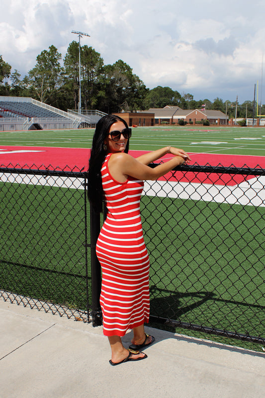 Victory Red & White Stripe Midi