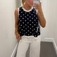 Dotted Delight Sleeveless Tank - Navy