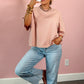Purely Striped Oversized Tee - Oatmeal/Pink
