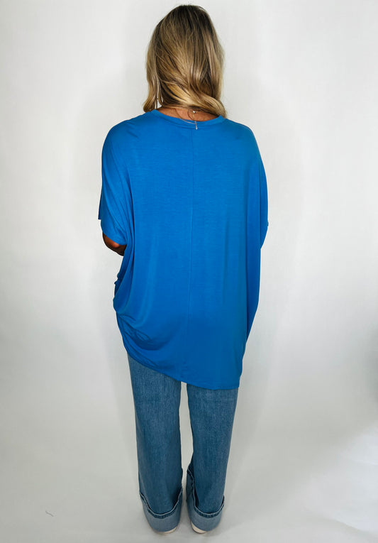 ADRIENNE | Go For Comfort Oversized Shirt in Electric Blue