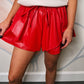 Red Faux Leather Skort