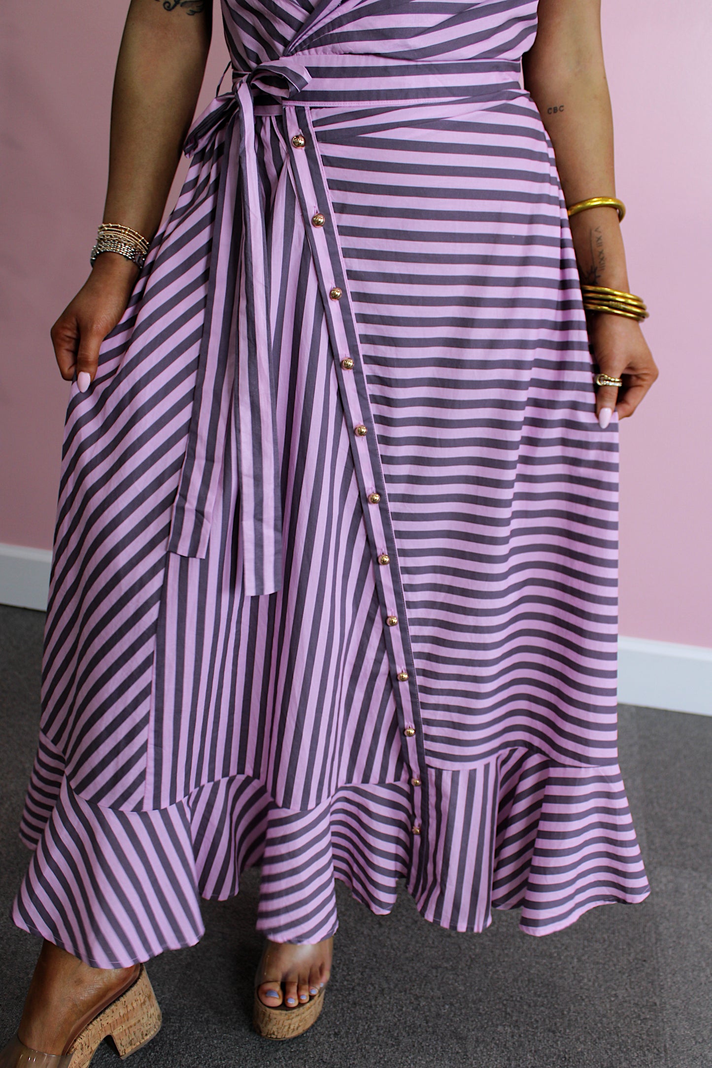 Blush Cocoa Striped Maxi