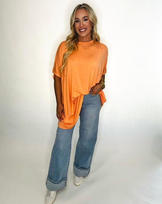 ADRIENNE | Go For Comfort Oversized Shirt in Apricot