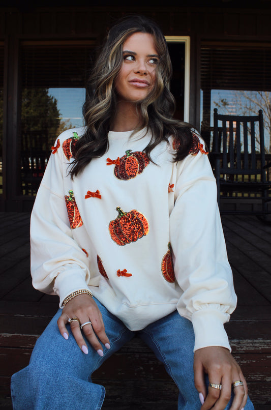 Pumpkin Embo Oversized Sweatshirt