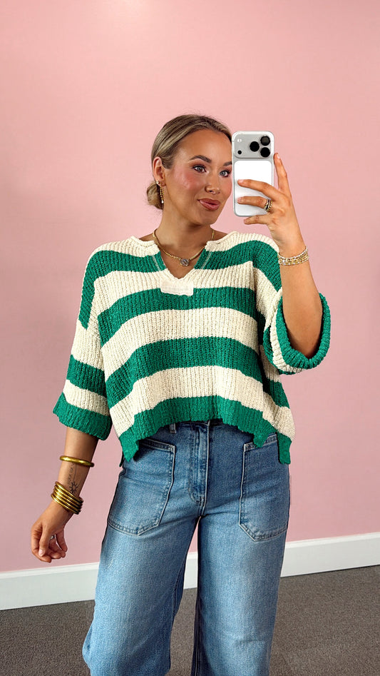 Classic Knit Stripe Top - Green