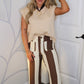 Brown & Ecru Striped Pant