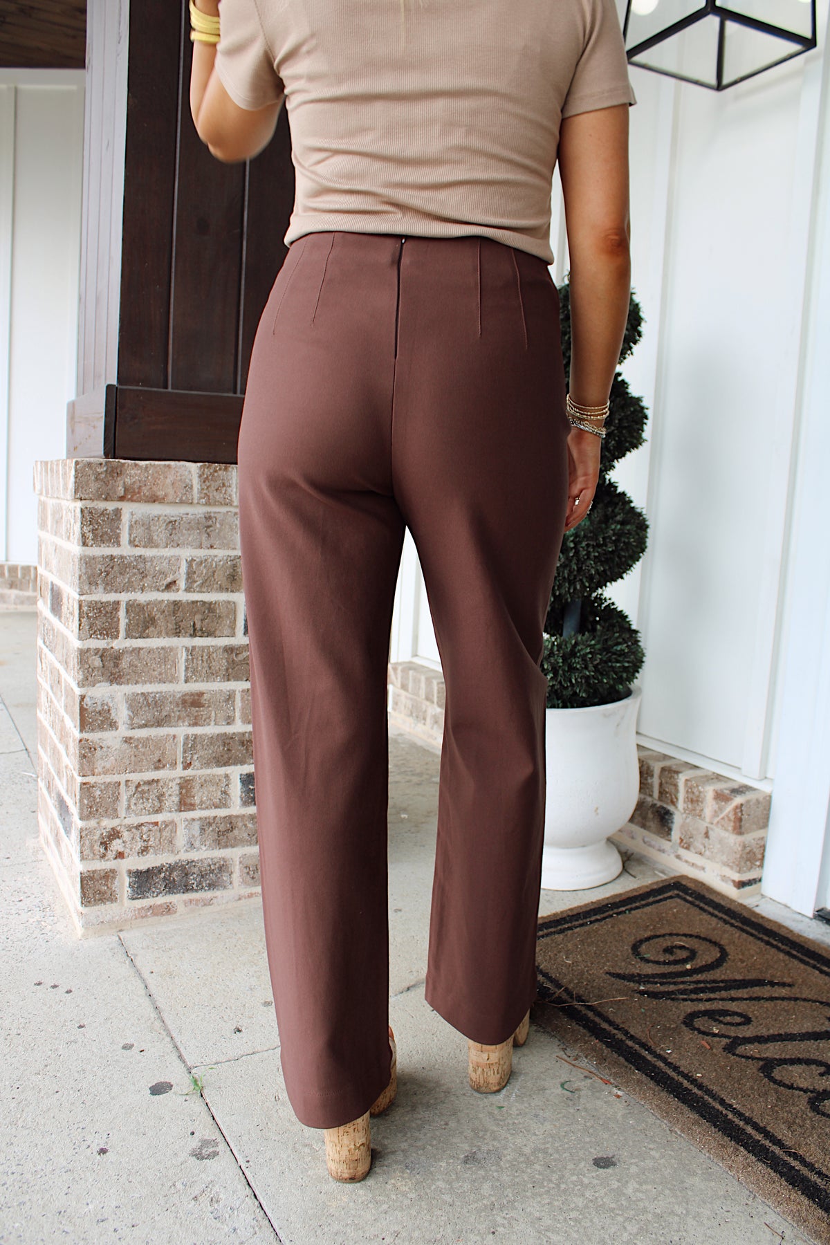 Mocha Latte Pleather Pocket Pant