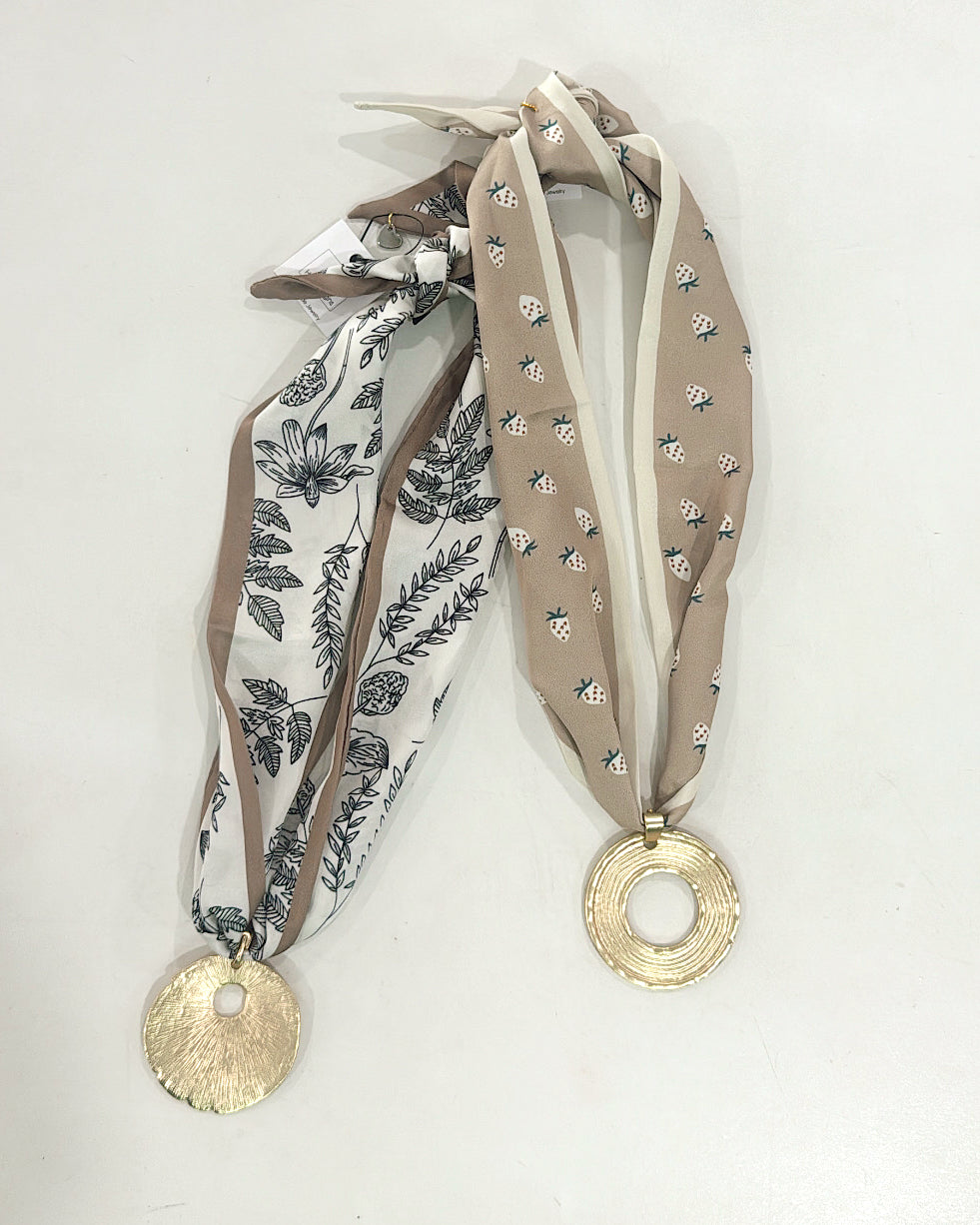 Hart Designs | Neutral Gold Pendant Scarf Necklaces