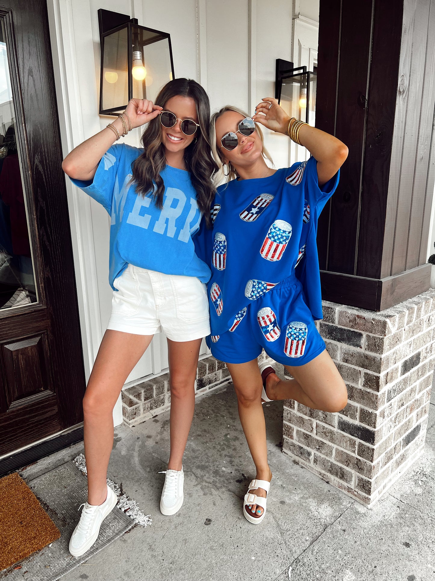 America Sequin Drinks Shorts Set