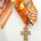 Hart Designs | Orange Scarf Necklace with Cross