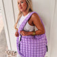 Quilted Puffer Tote - Purple