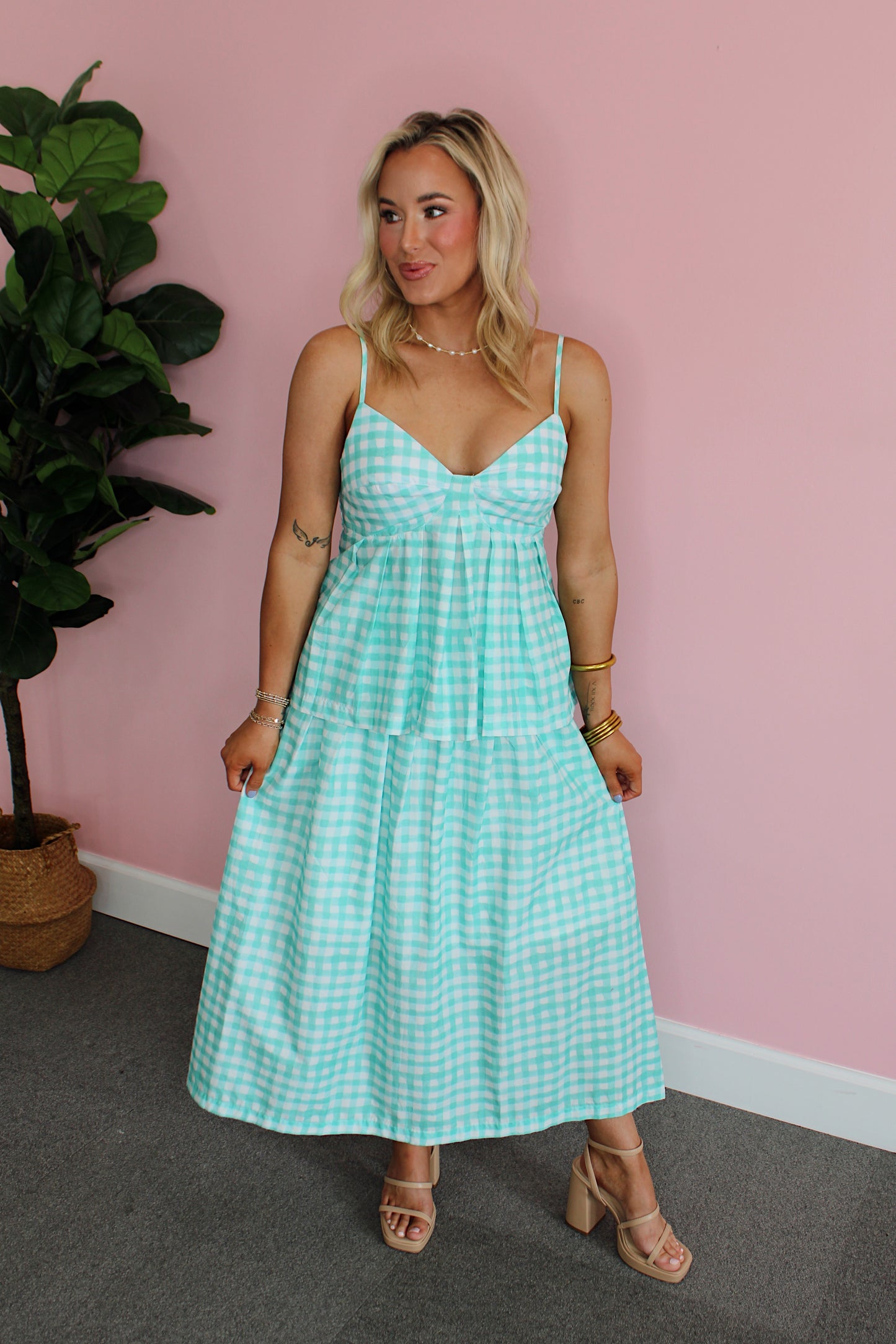 Serenity Gingham Skirt Set