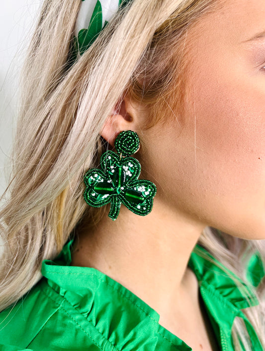 Shamrock Earrings - Dark Green