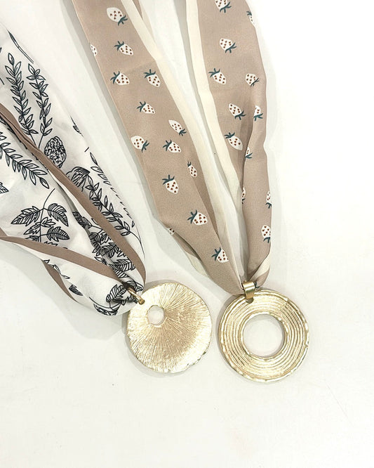 Hart Designs | Neutral Gold Pendant Scarf Necklaces