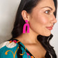 Beaded Arch Earrings in Fuchsia