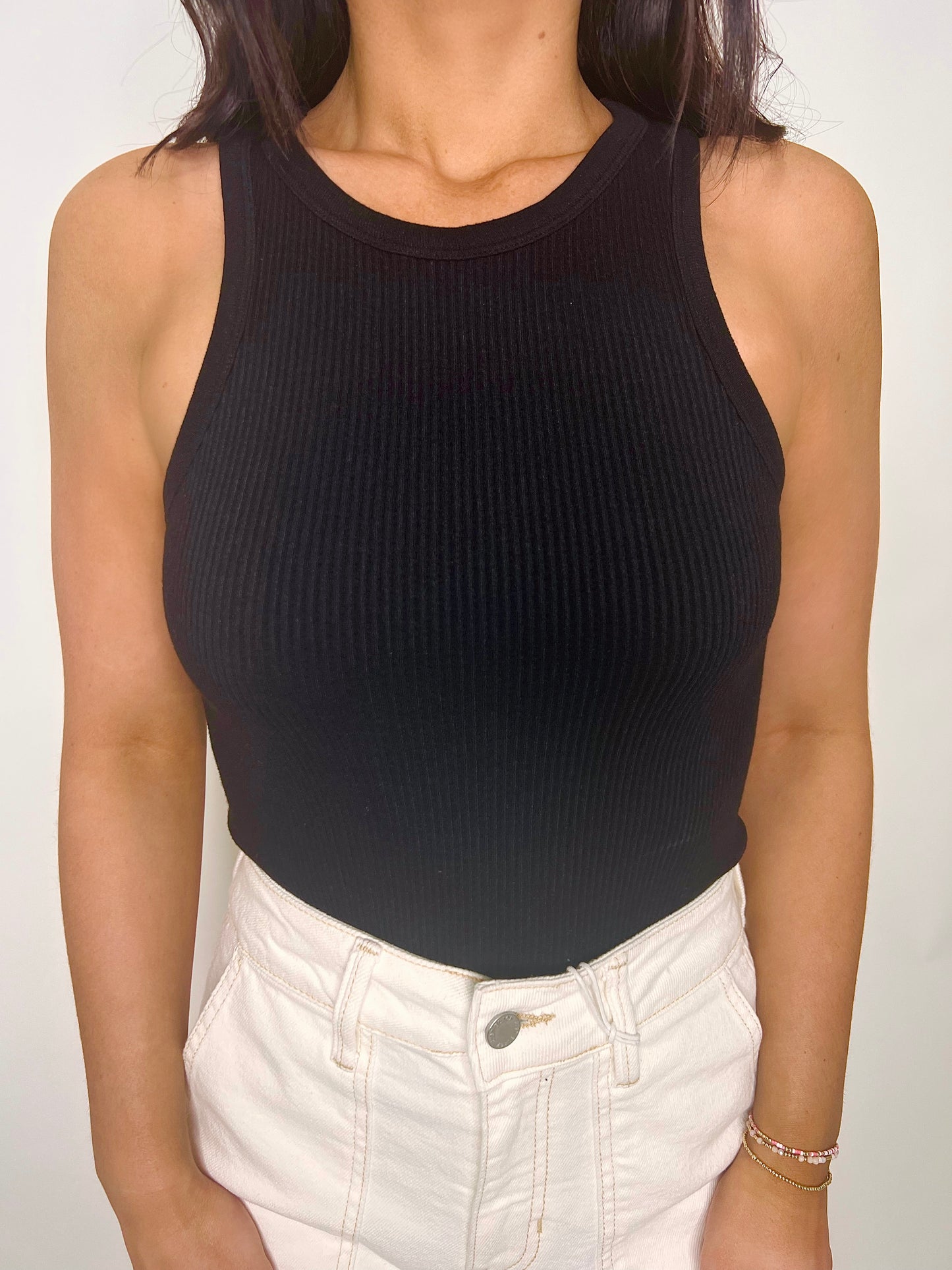 Sporty Spice Ribbed Bodysuit in Black