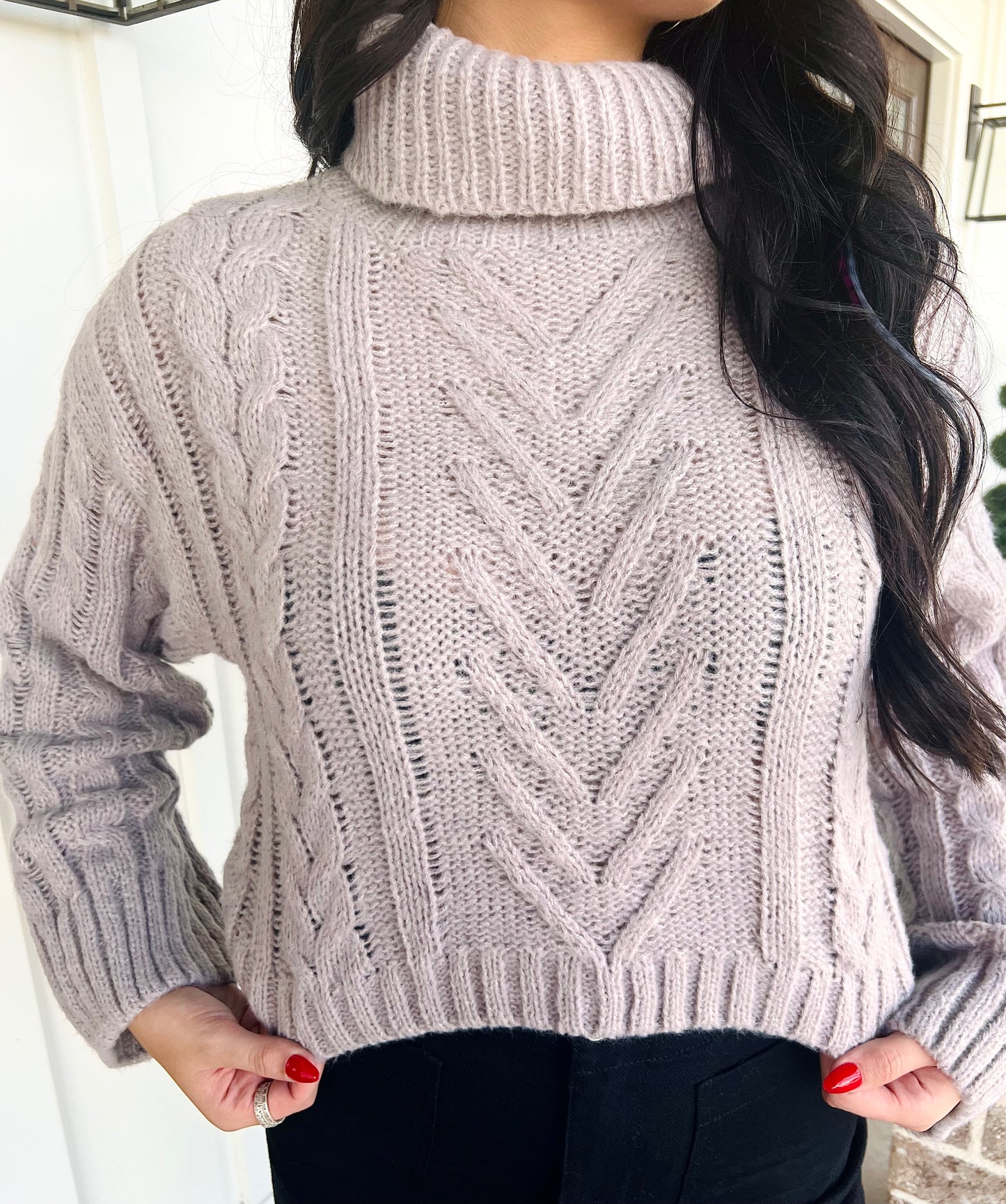 Cable Knit Turtle Neck Sweater