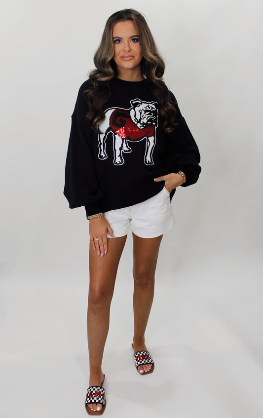 Stewart Simmons - Bulldog Sequin Balloon Pullover