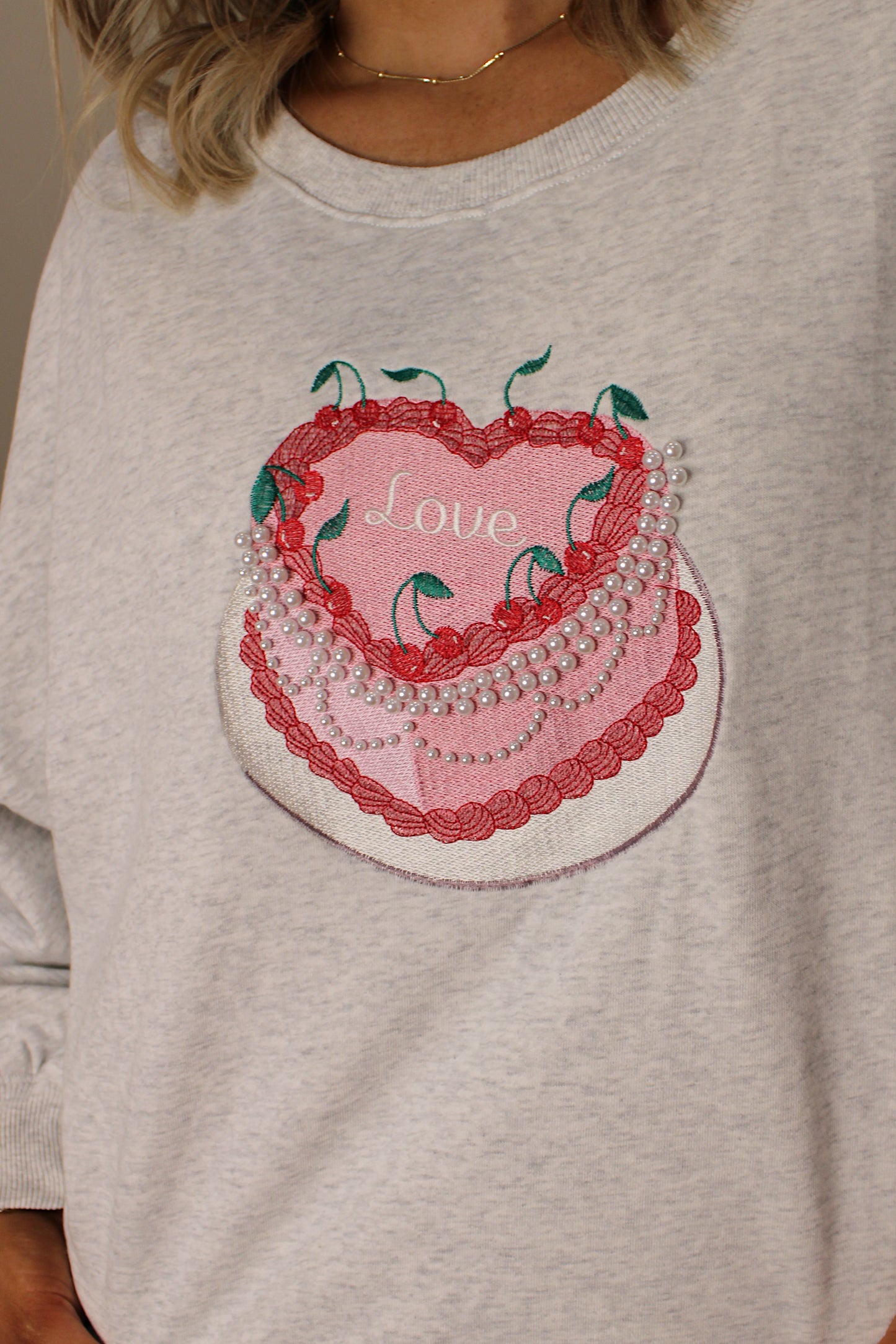 Pearl Cake Embroidered Pullover