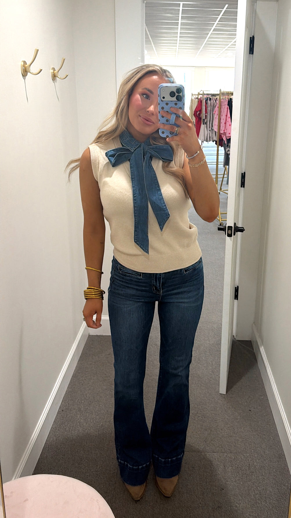 Fall Daydream Denim Tie Top
