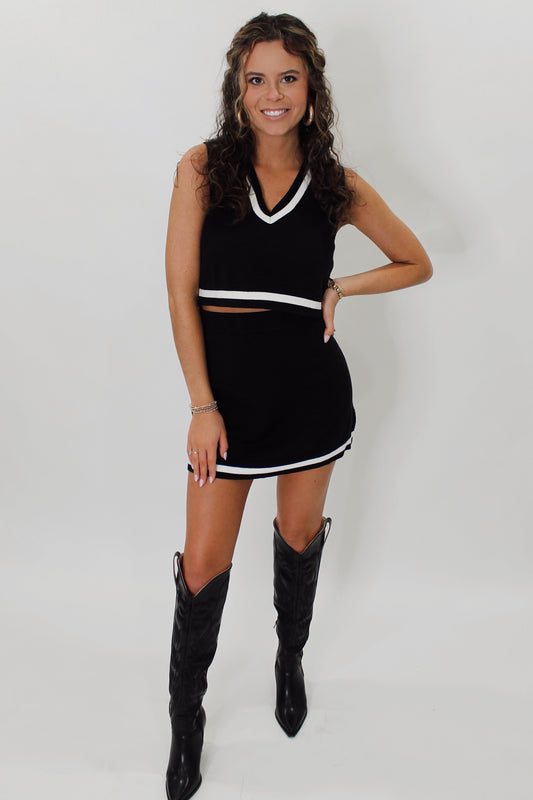 Black & White Skirt Set