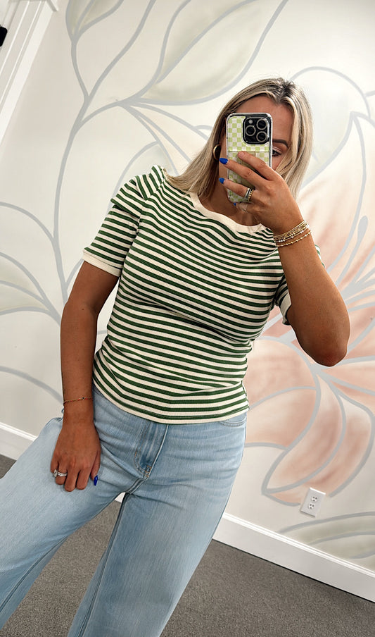 The Amy Striped Top in Green