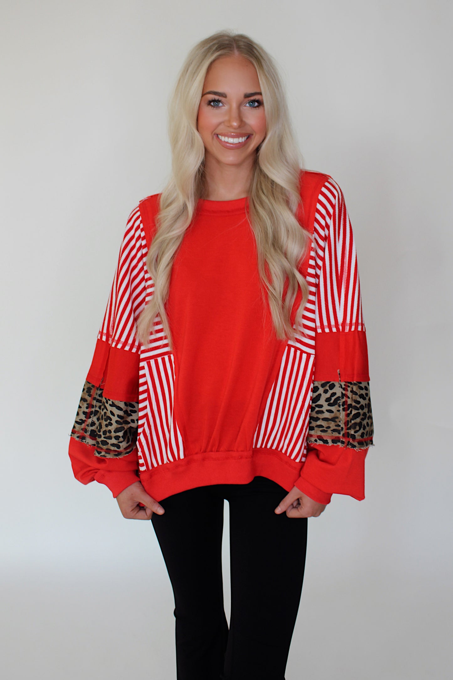 Gameday Red & Cheetah Pullover