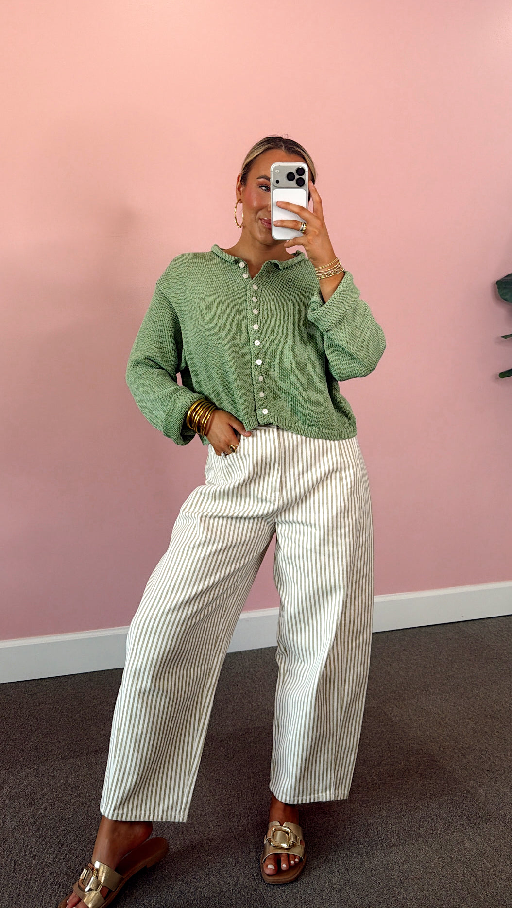 Button Down Cardigan - Sage