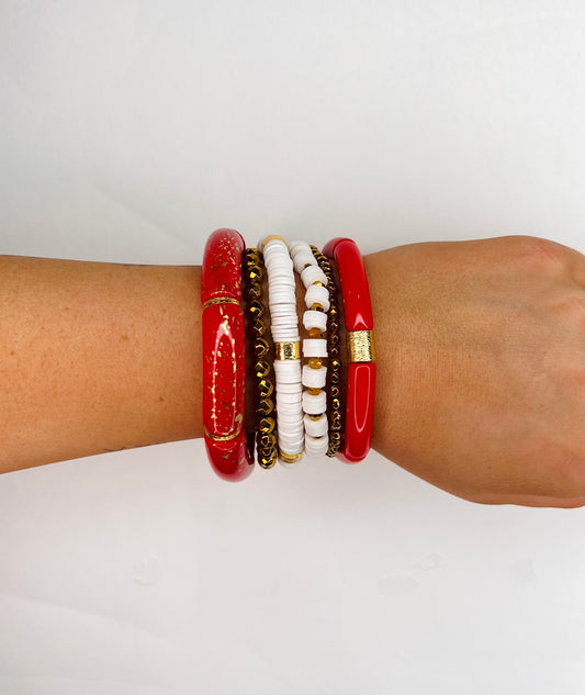 Big Red Bracelet Stack