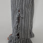 Gingham Side Slit Bow Ruffle Pant
