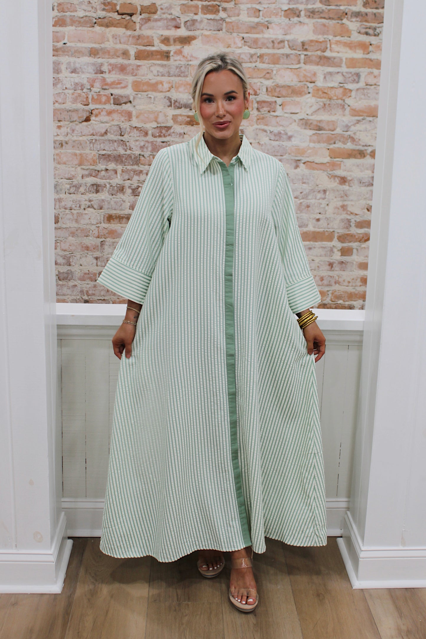 Sage Breeze Stripe Maxi