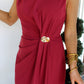 Vineyard Toast Midi Dress - Burgundy
