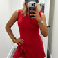 Tie Wrap Romper - Red