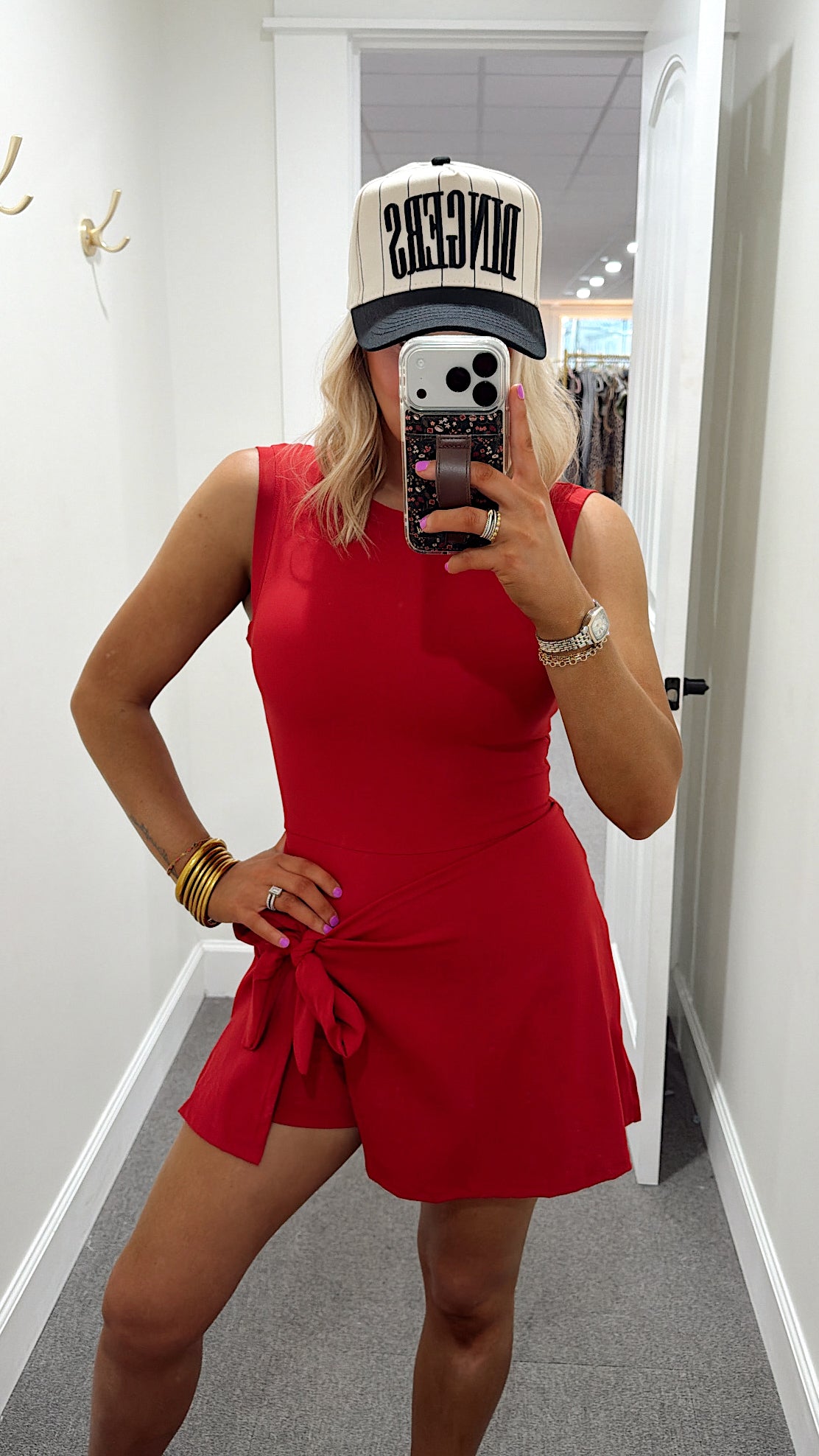 Tie Wrap Romper - Red