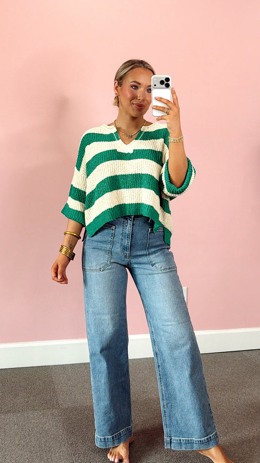 Classic Knit Stripe Top - Green