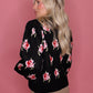 Floral Cardigan w/ Satin Tie